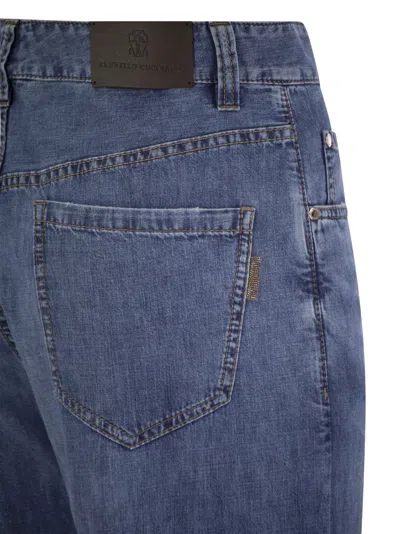 Shop Brunello Cucinelli Loose Five Pocket Trousers In Light Denim In Blue