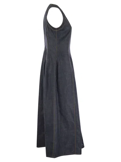 Shop Brunello Cucinelli Lightweight Denim Dress In Blue