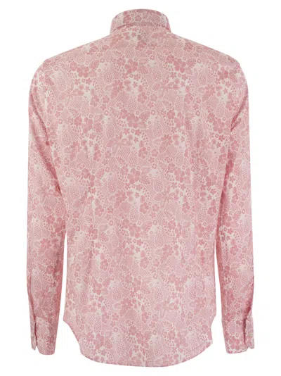 Fedeli Printed Stretch Cotton Voile Shirt In Pink