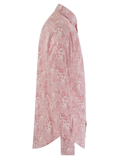 Fedeli Printed Stretch Cotton Voile Shirt In Pink