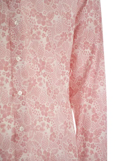 Fedeli Printed Stretch Cotton Voile Shirt In Pink