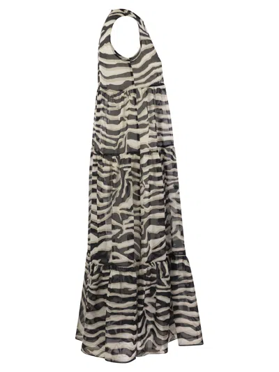 Shop Max Mara Studio Infant Animal Muslin Long Dress In White/black