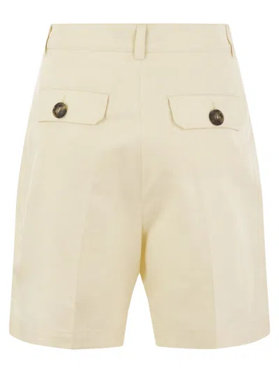 Shop Weekend Max Mara Afa1234 Cotton And Linen Bermuda Shorts In Ivory