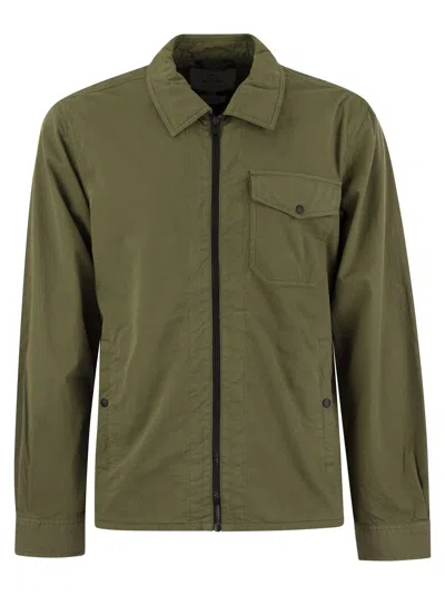 Woolrich Olive Green Cotton Gabardine Oversized Shirt In Green