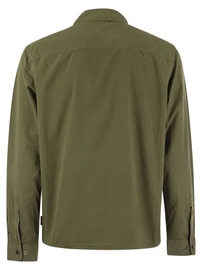 Woolrich Olive Green Cotton Gabardine Oversized Shirt In Green