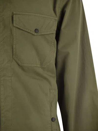 Woolrich Olive Green Cotton Gabardine Oversized Shirt In Green