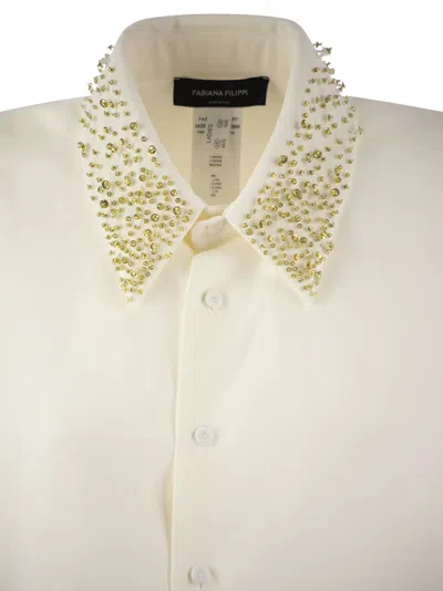 Shop Fabiana Filippi Fluid Linen And Viscose Shirt In White