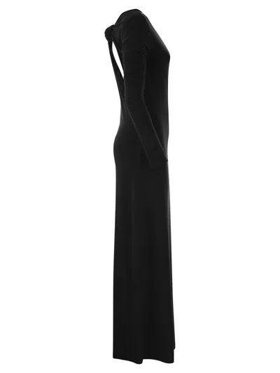 Shop Sportmax Cartone Asymmetrical Jersey Dress In Black