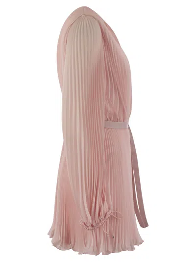 Shop Max Mara Visit Pleated Chiffon Minidress In Pink