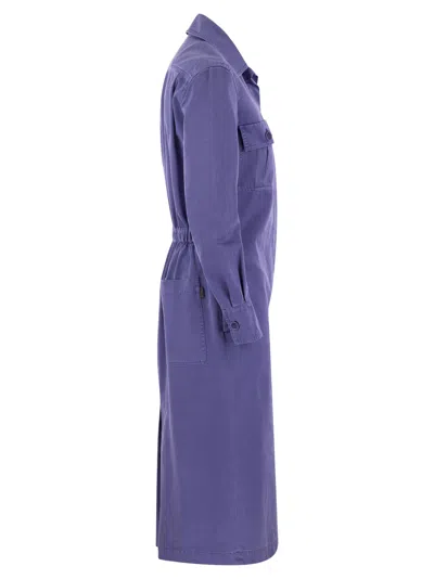 Shop Max Mara Cennare Canvas Chemisier Dress In Purple