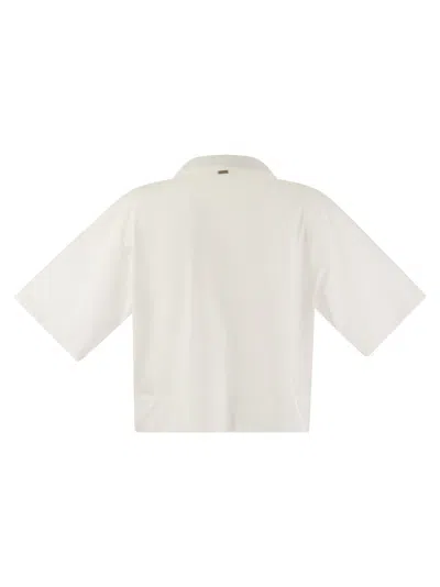 Shop Herno Superfine Cotton Stretch T Shirt With Scarf In White