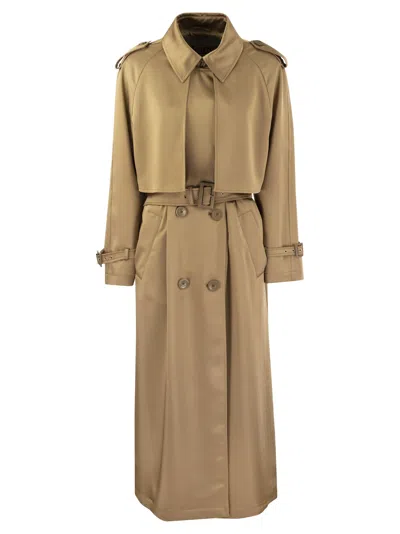 Shop Herno Double Breasted Waterproof Trench Coat In Sand