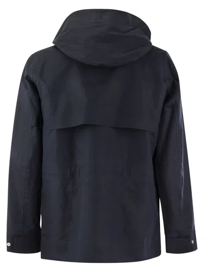 Shop K-way K Way Erhal Linen Blend 2 L Hooded Jacket In Blue