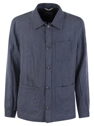 Shop Fedeli Bristol Linen Jacket In Blue