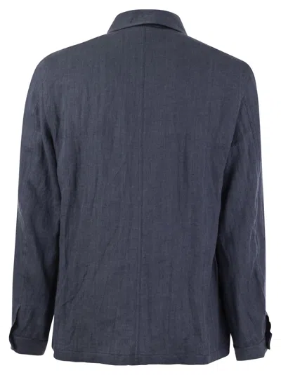 Shop Fedeli Bristol Linen Jacket In Blue