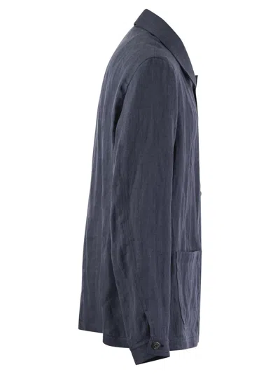 Shop Fedeli Bristol Linen Jacket In Blue