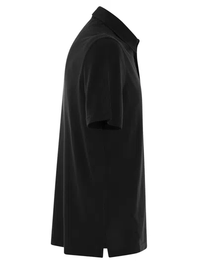 Fedeli Zero Organic Cotton Jersey Black Polo In Black