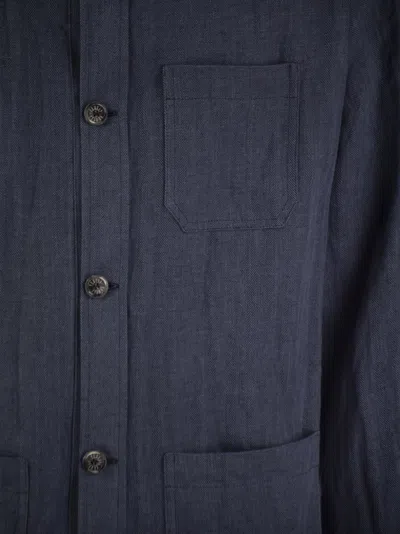 Shop Fedeli Bristol Linen Jacket In Blue