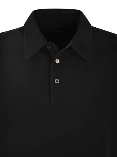 Fedeli Zero Organic Cotton Jersey Black Polo In Black
