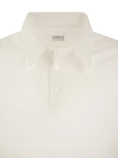 Shop Fedeli Short Sleeved Cotton Polo Shirt In White