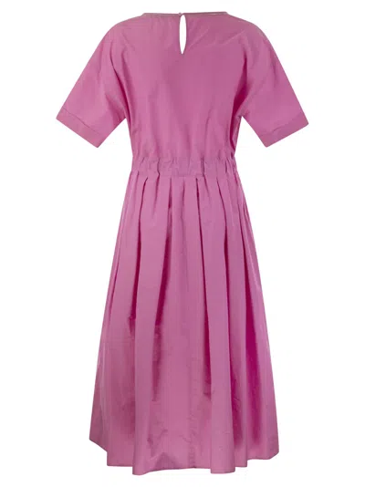 Shop Peserico Cotton Blend Dress With Light Stitch In Fuchsia