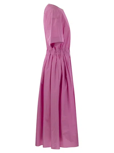 Shop Peserico Cotton Blend Dress With Light Stitch In Fuchsia