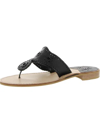 Shop Jack Rogers Womens Leather Slip On Slide Sandals In Black