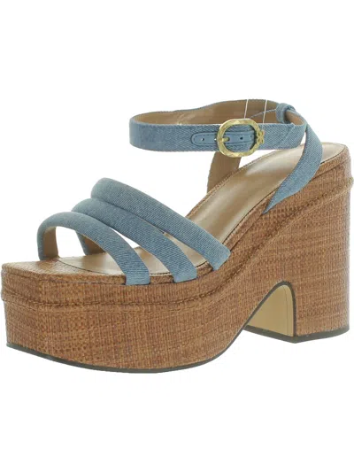 Shop Sam Edelman Tibby Womens Denim Ankle Strap Platform Sandals In Blue