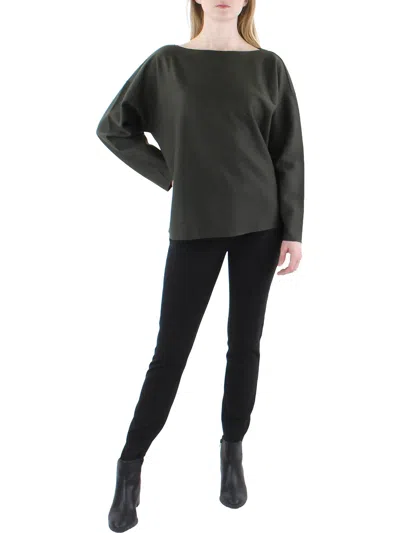 Shop Eileen Fisher Womens Wool Boxy Pullover Top In Green