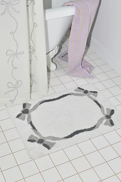 Urban Outfitters Lacey Bows Bath Mat In Silver Metallic At  In Silver Metallic