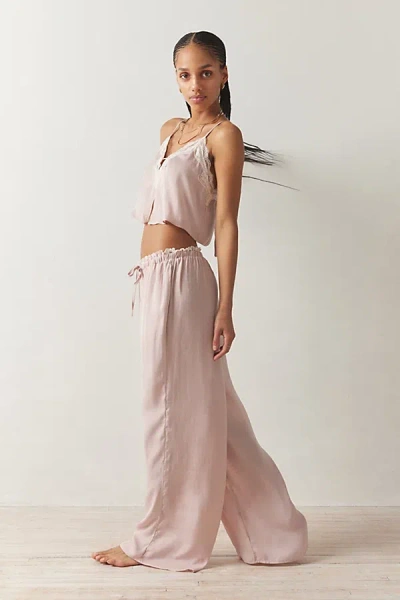 Shop Out From Under Juliette Lacy Satin Lounge Pant In Rose, Women's At Urban Outfitters