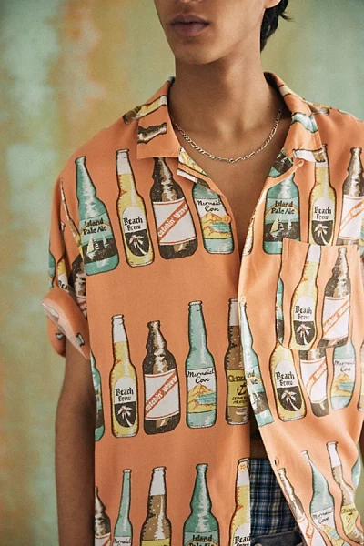 Shop Bdg Drinks Printed Short Sleeve Shirt Top In Orange, Men's At Urban Outfitters