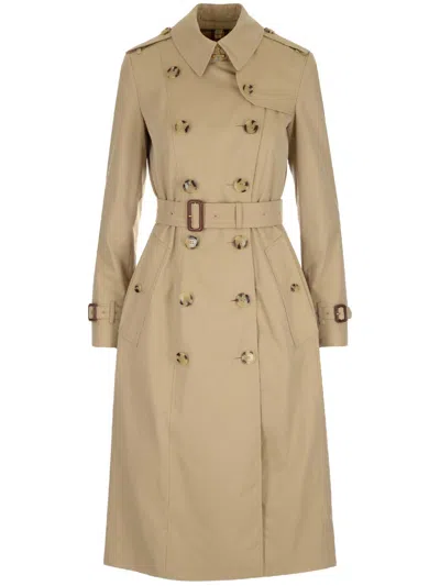 Shop Burberry The Chelsea Long Trench Coat In Beige