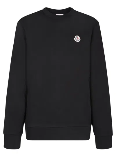 Shop Moncler Logo Patch Black Sweatshirt