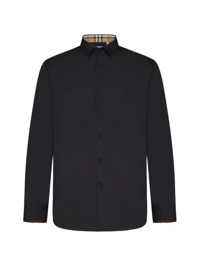 Shop Burberry Sherfield Shirt In Black Cotton