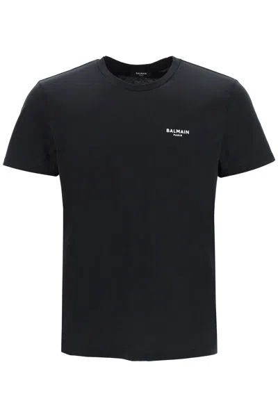 Shop Balmain Black Cotton T-shirt In Eab Noir Blanc