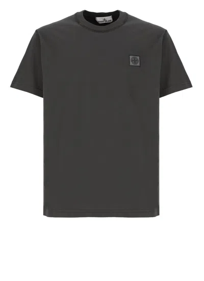 Shop Stone Island Cotton T-shirt In Grey