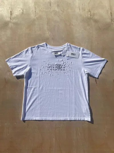 Pre-owned Maison Margiela Mm6  Logo Printed Destroyed T-shirt In White