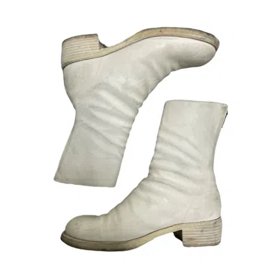 Pre-owned Guidi 788z Back Zip Boots In White