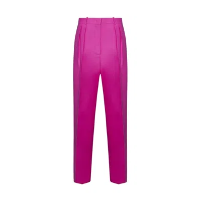 Shop Valentino Wool And Silk Trousers In Pink