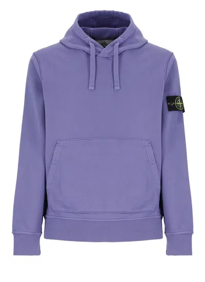 Shop Stone Island Cotton Hoodie In Purple