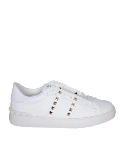 Shop Valentino Rockstud Untitled White Sneakers