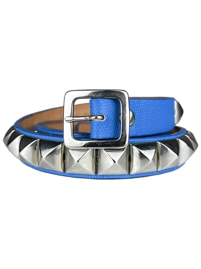 Pre-owned Undercover Pyramid Studded Punk Leather Belt Blue