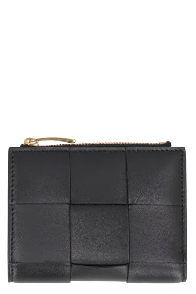 Shop Bottega Veneta Cassette Intrecciato Bi-fold Wallet In Black