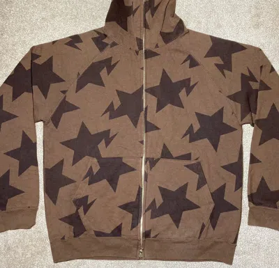 Pre-owned Bape 2007  Sta All Over Full Zip Up Hoodie Sta Print Og In Brown