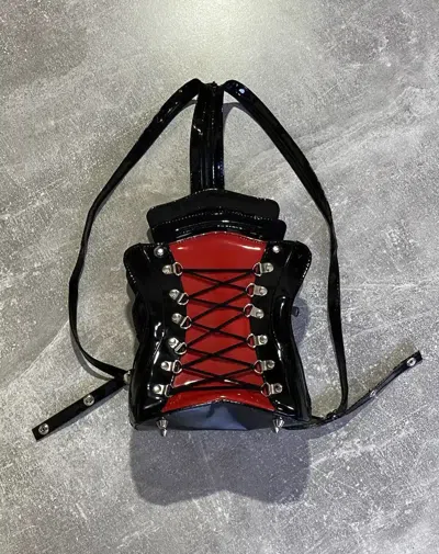 Pre-owned Avant Garde Vintage Y2k Crossbody Gothic Bag/backpack Japan Street Style In Black Red