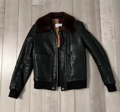 Pre-owned Maison Margiela Margiela Faux Shearling Flight Leather Jacket In Black