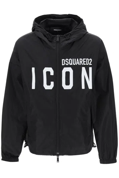 Shop Dsquared2 Be Icon Windbreaker Jacket In Black (black)