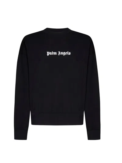 Shop Palm Angels Classic Logo Crewneck Sweatshirt In Black