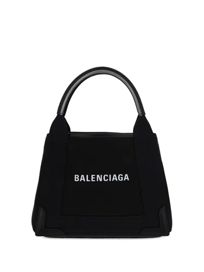 Shop Balenciaga Navy Cabas Xs Handbag In Black